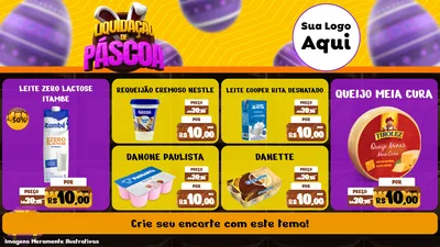 Modelo de TV para TV Horizontal com o tema Liquidação de Páscoa para Frios e Laticínios
