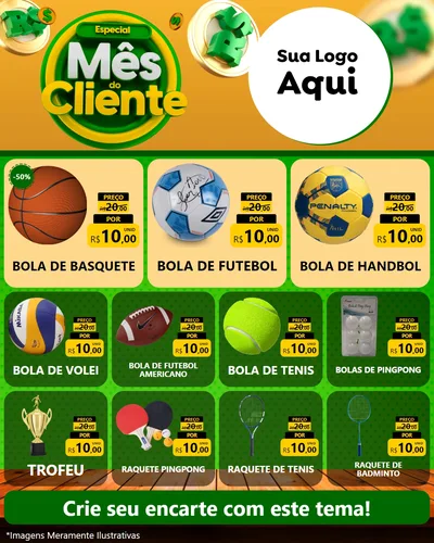 Modelo de Rede Social para Feed Instagram com o tema Especial Mês do Cliente para Artigos Esportivos