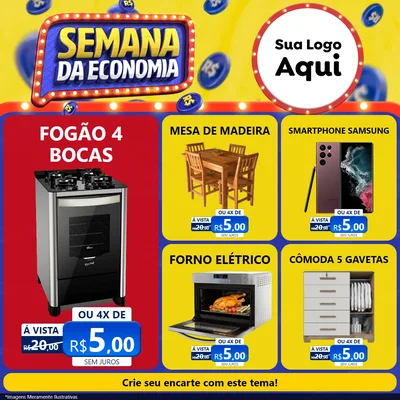 Modelo de Rede Social para Feed Facebook com o tema Semana da Economia para Móveis e Eletro