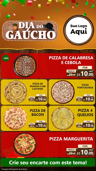 Modelo de TV para TV Vertical com o tema Dia do Gaúcho para Pizzaria