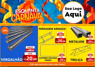 Modelo de Encarte para Encarte A4 Horizontal com o tema Esquenta de Carnaval para Ferragens