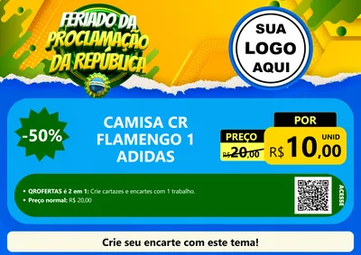 Modelo de Cartaz para Cartaz A4 Horizontal com o tema Feriado da Proclamação da República para Roupas e acessórios