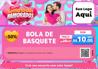Modelo de Cartaz para Cartaz A4 Horizontal com o tema Semana dos Namorados para Artigos Esportivos