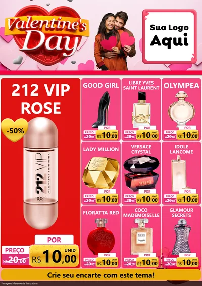 Modelo de Encarte para Encarte A4 Vertical com o tema Valentine's Day para Perfumes