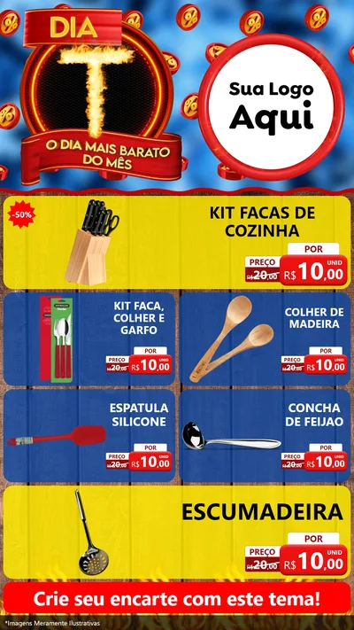 Modelo de TV para TV Vertical com o tema Dia T - O Dia Mais Barato Do Mês para Utilidades Domésticas