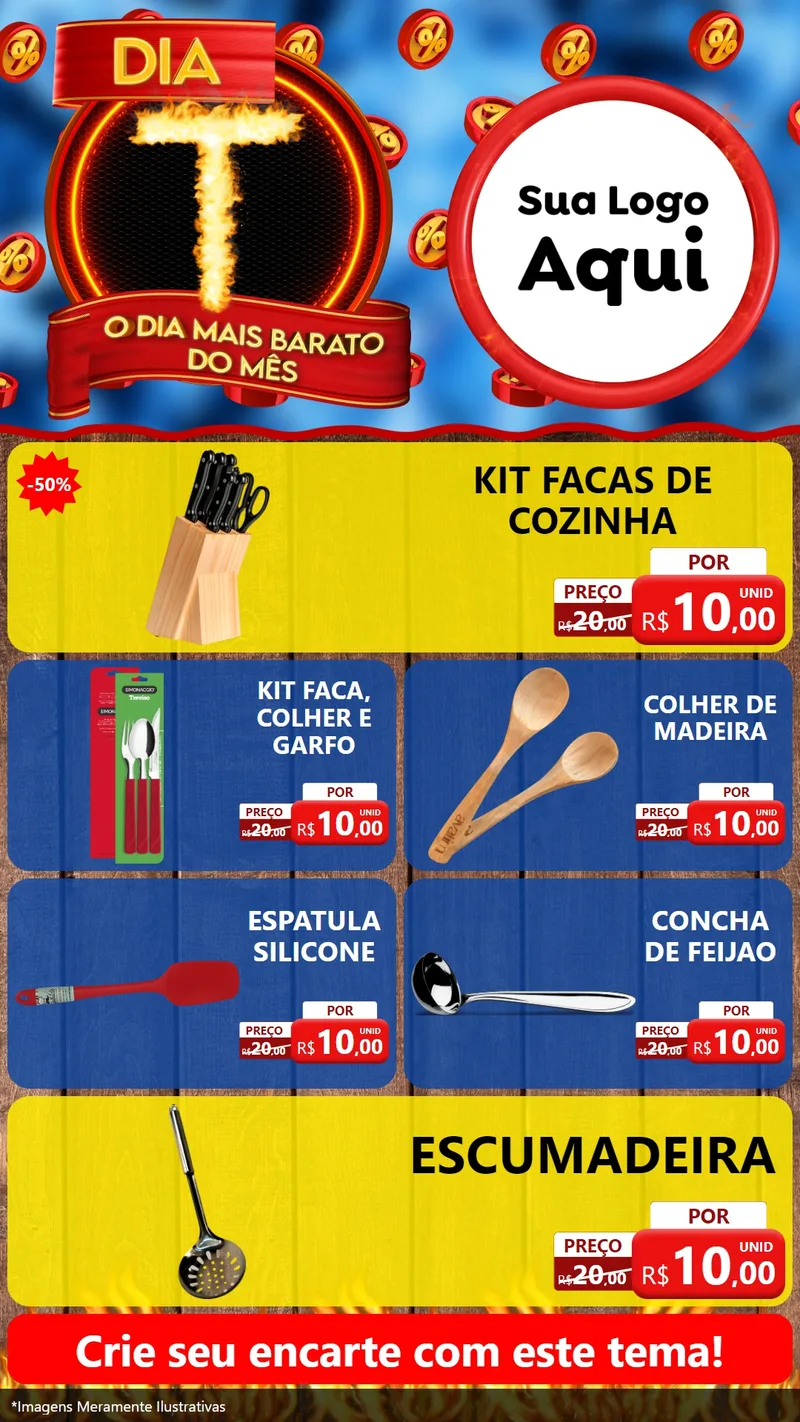 Modelo de TV para TV Vertical com o tema Dia T - O Dia Mais Barato Do Mês para Utilidades Domésticas