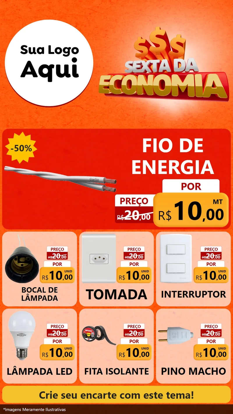 Modelo de Rede Social para Stories com o tema Sexta da Economia para Materiais Elétricos