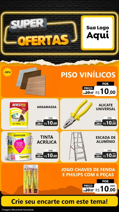 Modelo de TV para TV Vertical com o tema Super Ofertas para Material para Construção