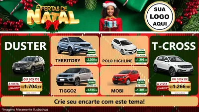 Modelo de TV para TV Horizontal com o tema Ofertas de Natal para Concessionaria de Carros