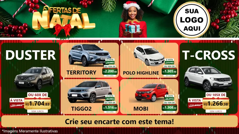 Modelo de TV para TV Horizontal com o tema Ofertas de Natal para Concessionaria de Carros