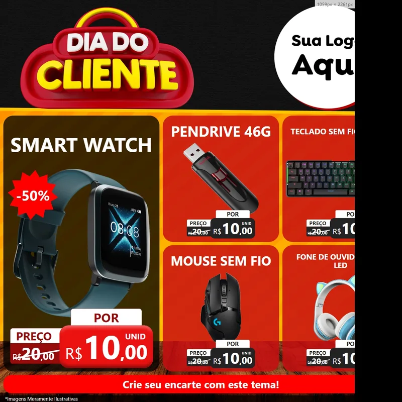 Modelo de Rede Social para Feed Facebook com o tema Dia do Cliente para Informática
