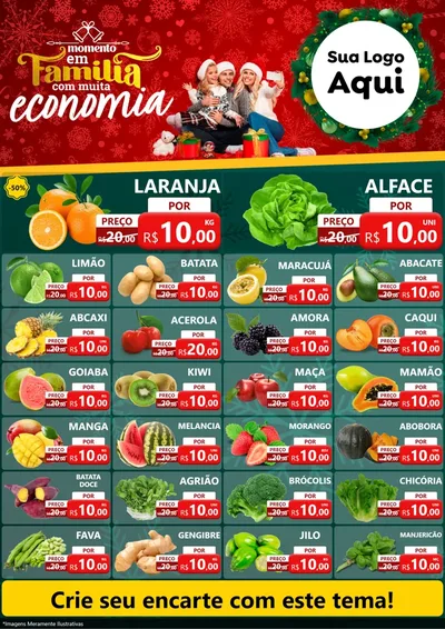 Modelo de Encarte para Encarte A4 Vertical com o tema Momento em Família (Natal) para Hortifrúti