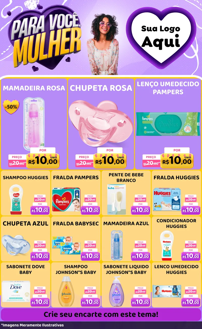 Modelo de Encarte para Encarte Grande com o tema Para Você, Mulher para Bebês