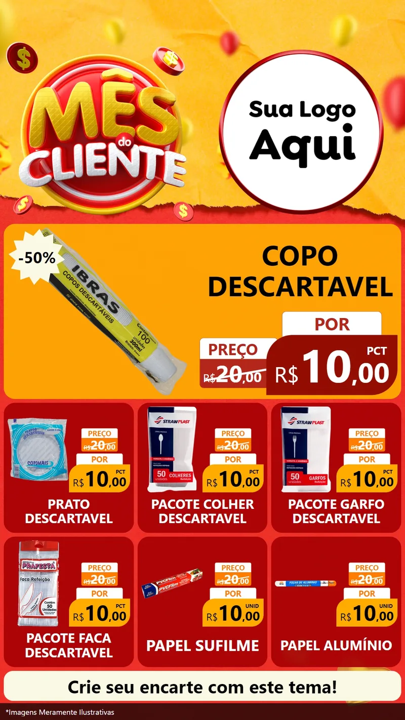 Modelo de Rede Social para Stories com o tema Mês do Cliente para Embalagens