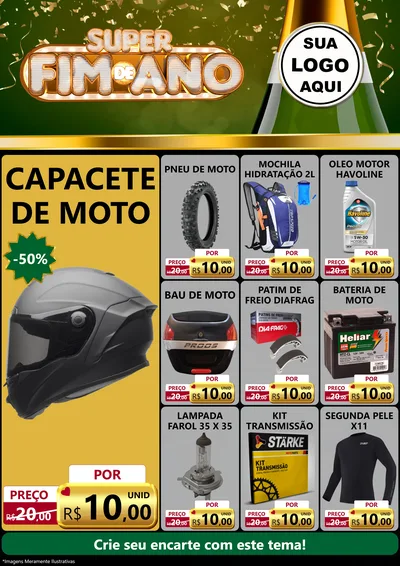 Modelo de Encarte para Encarte A4 Vertical com o tema Super Fim de Ano para Moto peças
