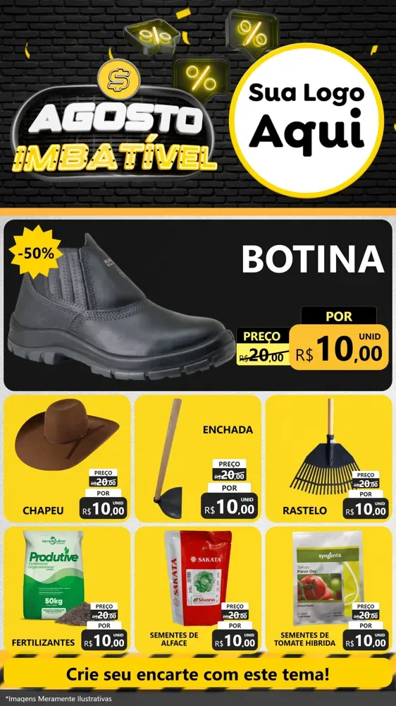 Modelo de Rede Social para Stories com o tema Agosto Imbatível para Agropecuária