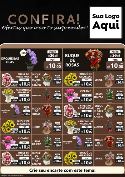 Modelo de Encarte para Encarte A4 Vertical com o tema Confira! Ofertas que irão te surpreender! para Floricultura e jardim