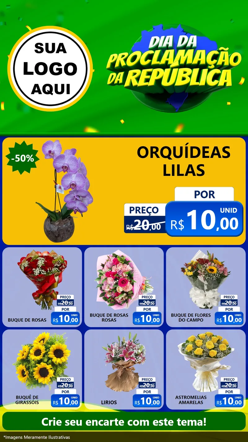 Modelo de Rede Social para Stories com o tema Dia Da Proclamação Da República para Floricultura e jardim