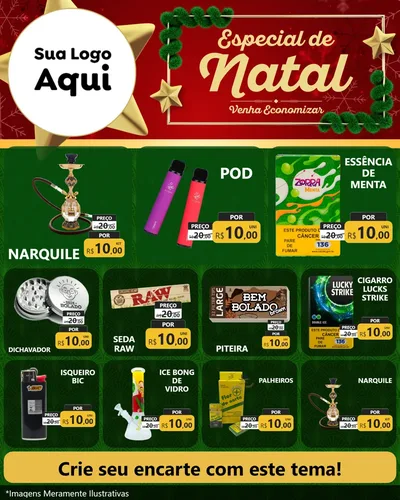 Modelo de Rede Social para Feed Instagram com o tema Especial de Natal para Tabacaria