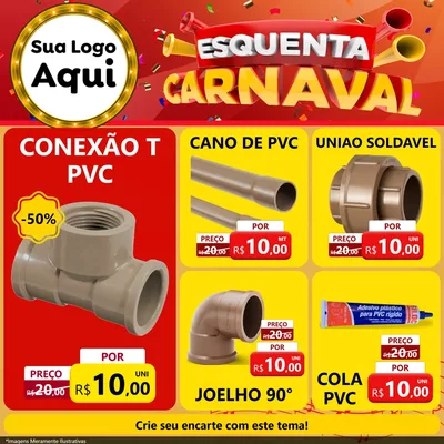 Modelo de Rede Social para Feed Facebook com o tema Esquenta Carnaval para Tubos e conexões