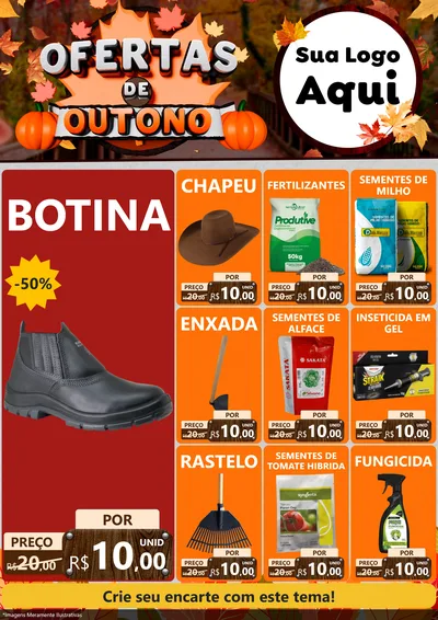 Modelo de Encarte para Encarte A4 Vertical com o tema Ofertas de Outono para Agropecuária