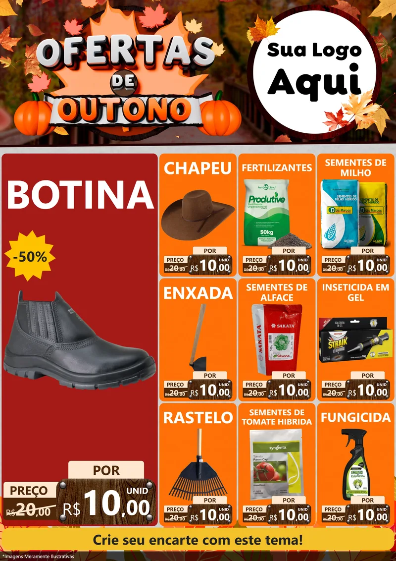 Modelo de Encarte para Encarte A4 Vertical com o tema Ofertas de Outono para Agropecuária