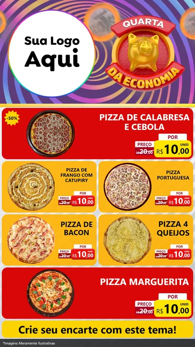 Modelo de TV para TV Vertical com o tema Quarta da Economia para Pizzaria