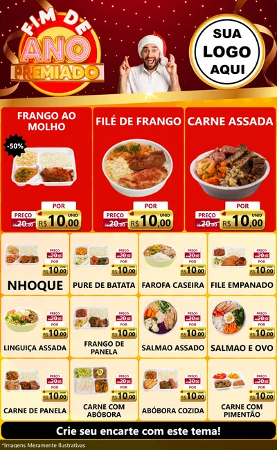 Modelo de Encarte para Encarte Grande com o tema Fim de Ano Premiado para Restaurante