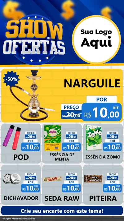 Modelo de Rede Social para Stories com o tema Show de Ofertas para Tabacaria