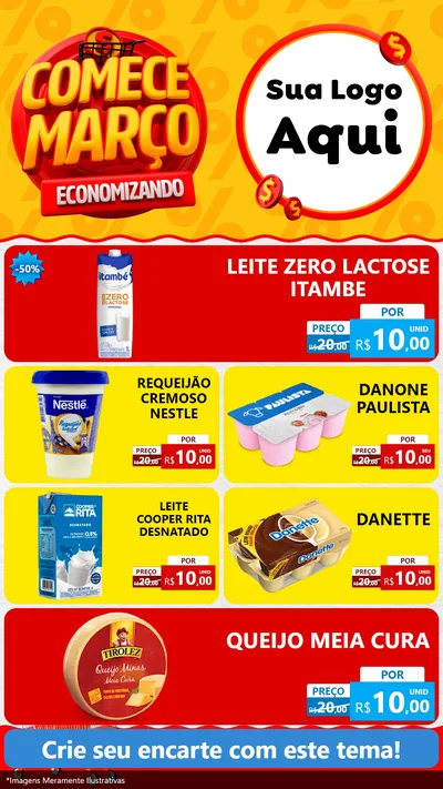 Modelo de TV para TV Vertical com o tema Comece Março Economizando para Frios e Laticínios
