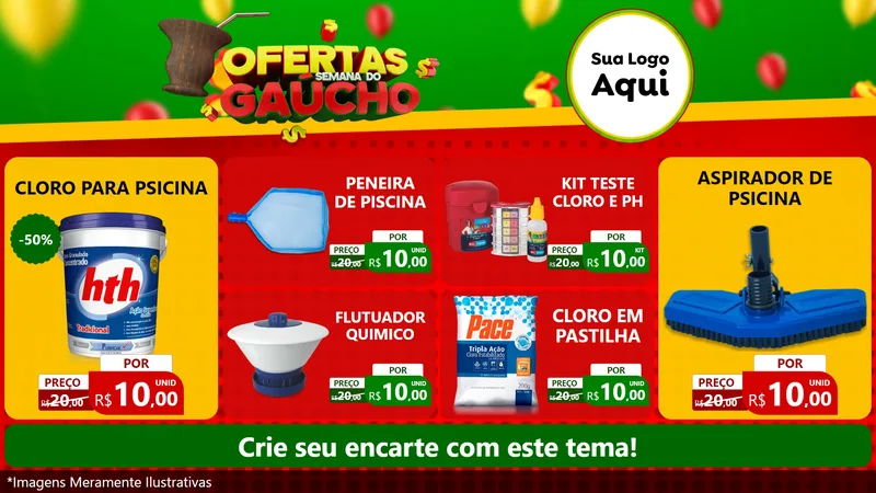 Modelo de TV para TV Horizontal com o tema Ofertas Semana Do Gaúcho para Produtos para Piscina
