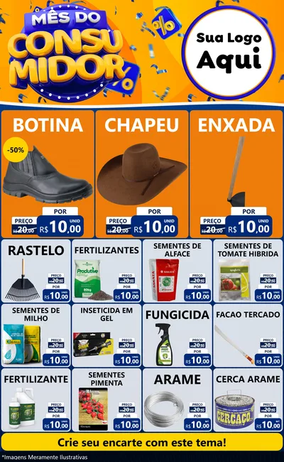 Modelo de Encarte para Encarte Grande com o tema Mês do Consumidor para Agropecuária