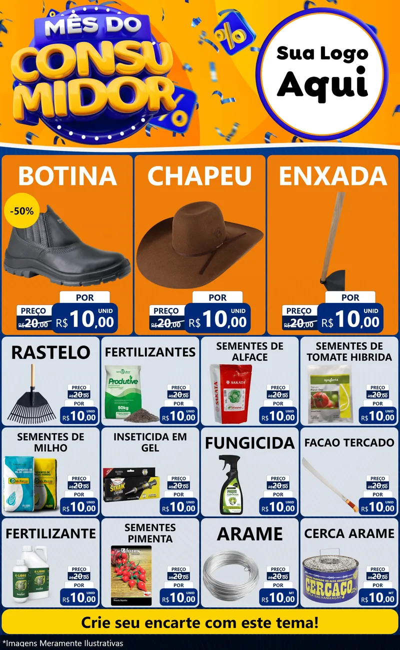 Modelo de Encarte para Encarte Grande com o tema Mês do Consumidor para Agropecuária