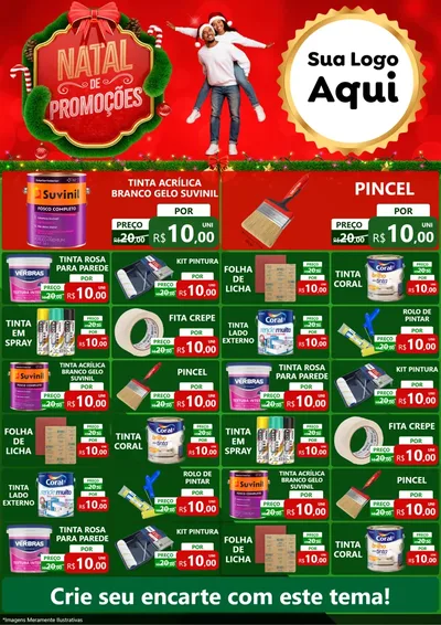 Modelo de Encarte para Encarte A4 Vertical com o tema Natal de Promoções para Tintas e Ferramentas