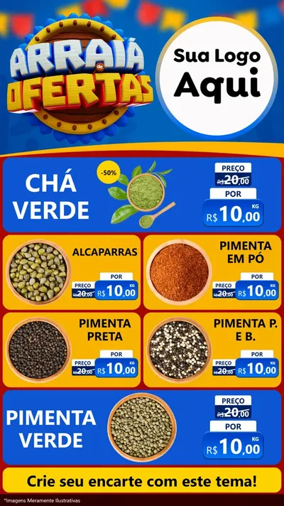 Modelo de TV para TV Vertical com o tema Arraiá de Ofertas - Junina para Produtos Naturais