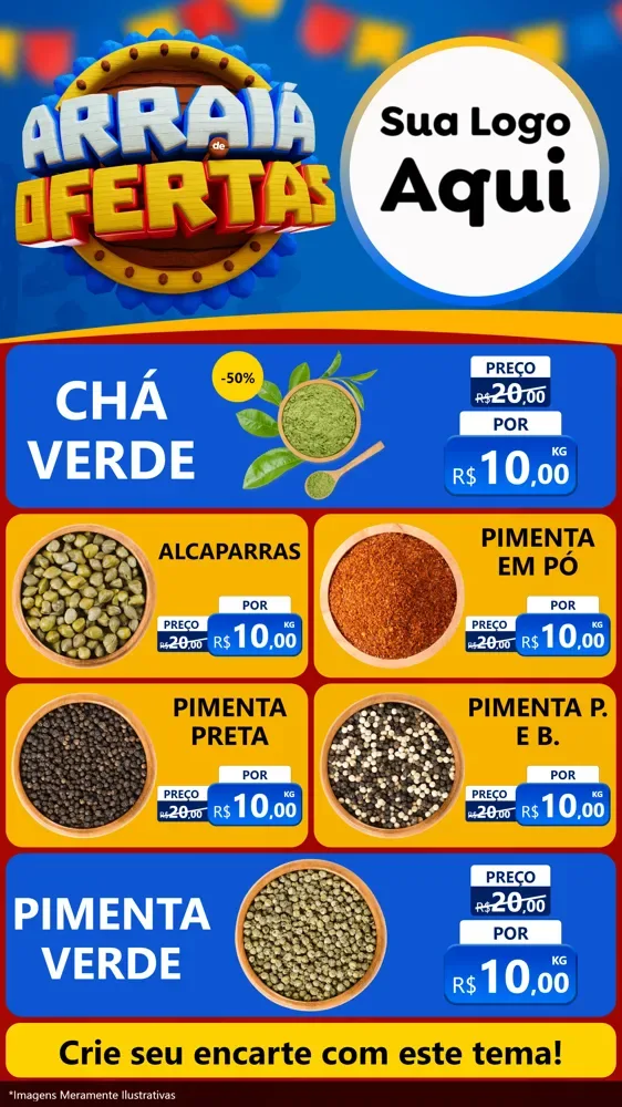 Modelo de TV para TV Vertical com o tema Arraiá de Ofertas - Junina para Produtos Naturais