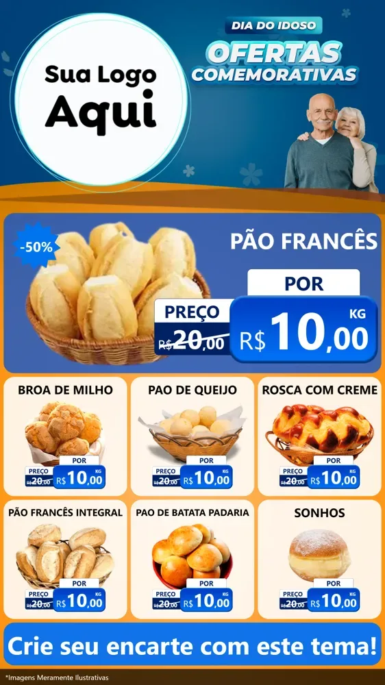 Modelo de Rede Social para Stories com o tema Dia do Idoso para Padaria