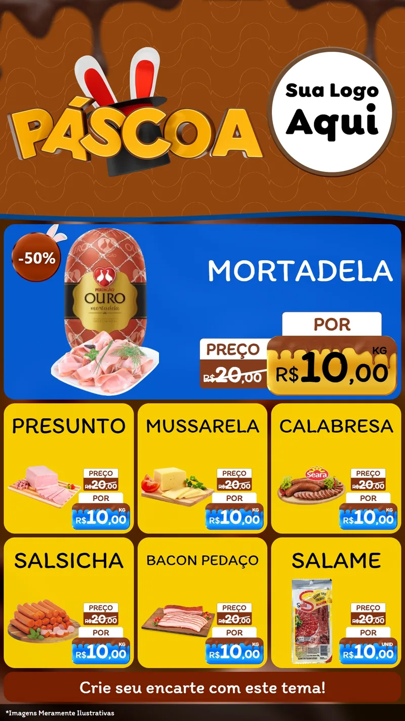 Modelo de Rede Social para Stories com o tema Páscoa para Frios e Laticínios