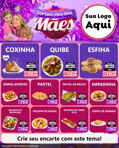 Modelo de Rede Social para Feed Instagram com o tema Sorteio Dia das Mães para Salgadaria