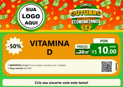 Modelo de Cartaz para Cartaz A4 Horizontal com o tema Comece Outubro Economizando para Farmácia