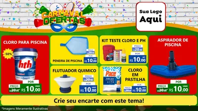 Modelo de TV para TV Horizontal com o tema Carnaval de Ofertas para Produtos para Piscina
