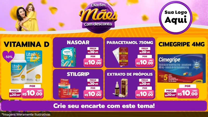 Modelo de TV para TV Horizontal com o tema Dia das Mães com Desconto para Farmácia