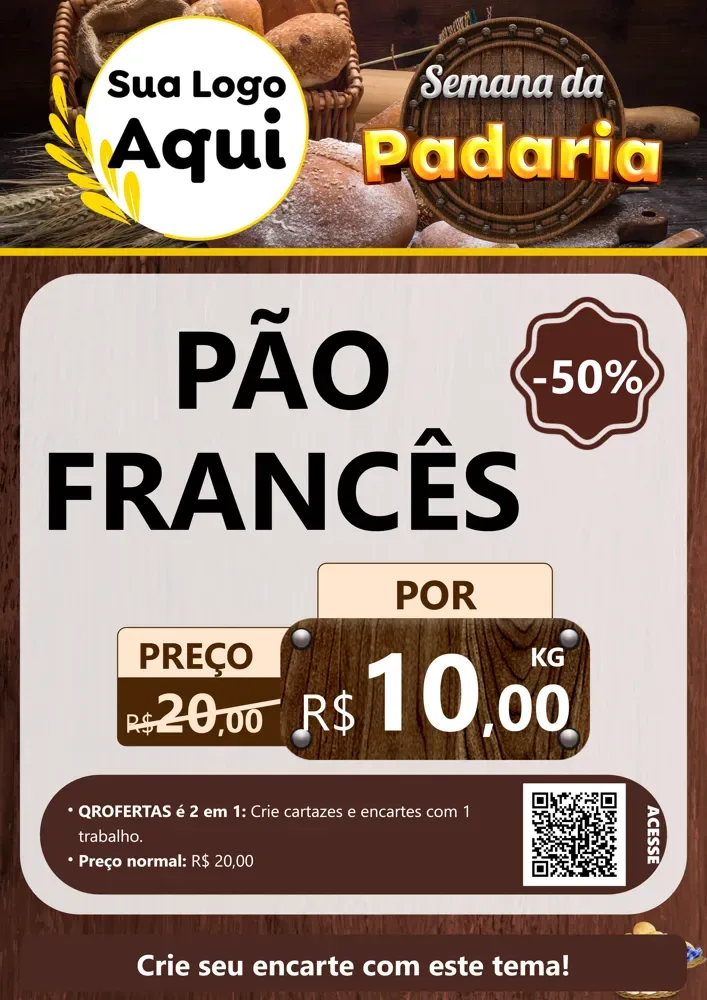 Modelo de Cartaz para Cartaz A4 Vertical com o tema Semana da Padaria para Padaria
