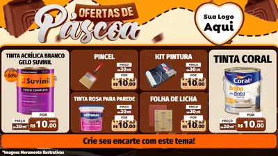 Modelo de TV para TV Horizontal com o tema Ofertas de Páscoa para Tintas e Ferramentas