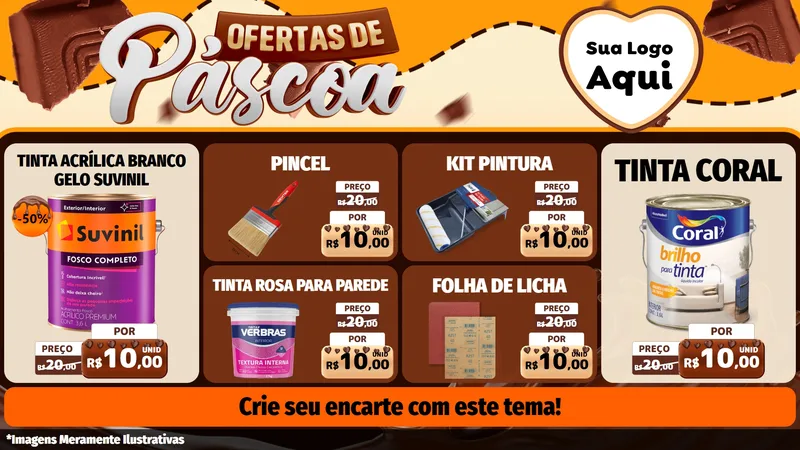 Modelo de TV para TV Horizontal com o tema Ofertas de Páscoa para Tintas e Ferramentas