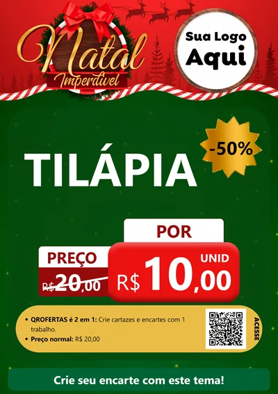 Modelo de Cartaz para Cartaz A4 Vertical com o tema Natal Imperdível para Peixaria