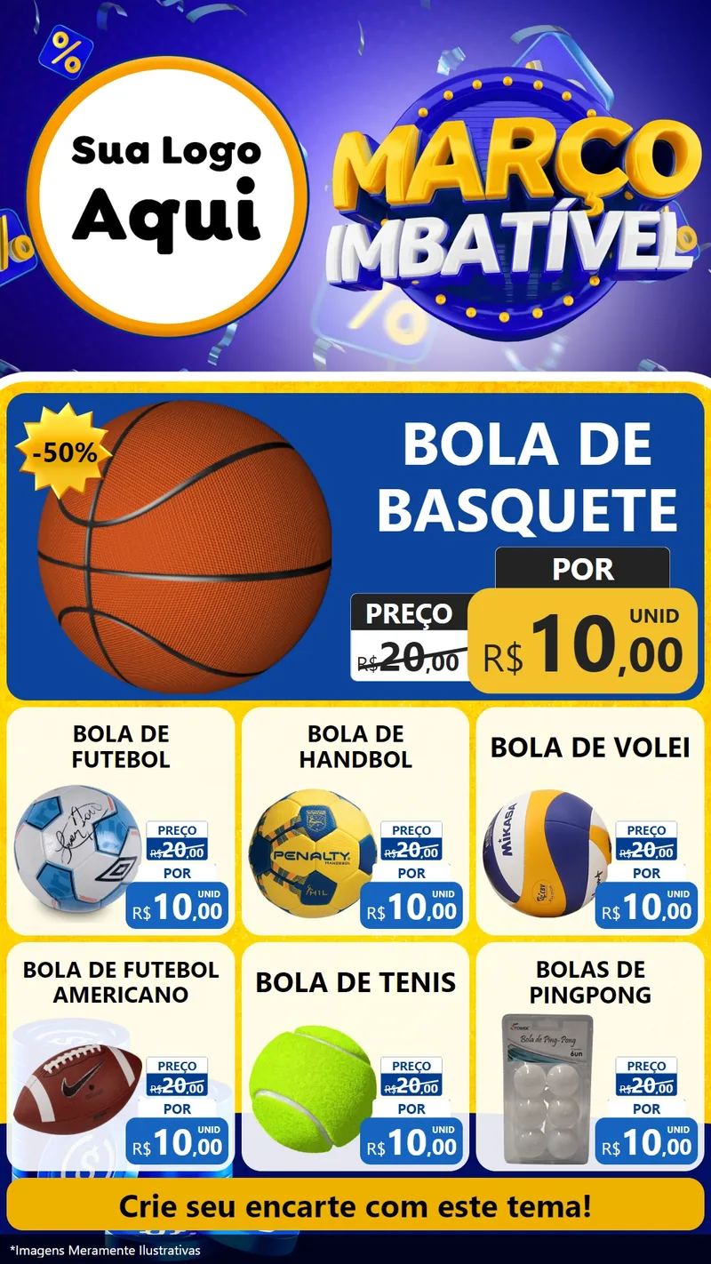 Modelo de Rede Social para Stories com o tema Março Imbatível para Artigos Esportivos
