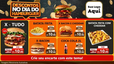 Modelo de TV para TV Horizontal com o tema Descontos No Dia Do Hambúrguer para Hamburgueria