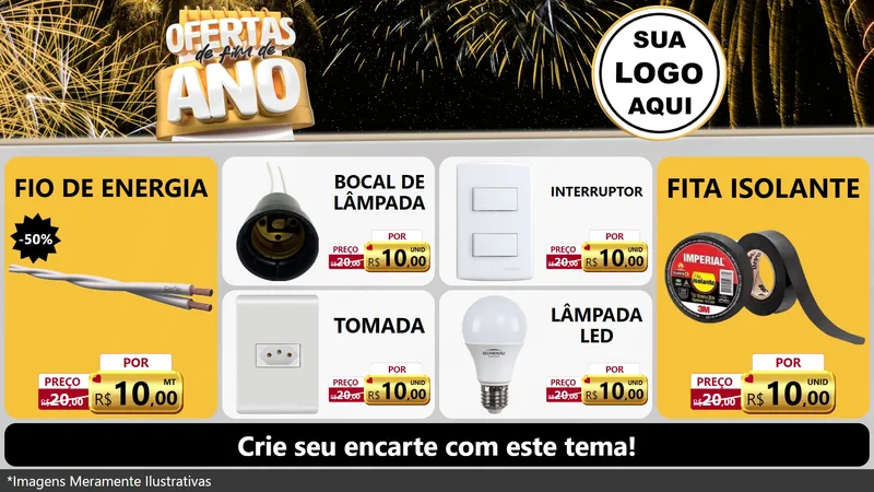Modelo de TV para TV Horizontal com o tema Ofertas de Fim de Ano para Materiais Elétricos
