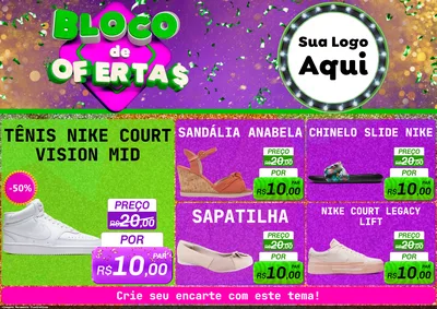 Modelo de Encarte para Encarte A4 Horizontal com o tema Bloco de Ofertas para Calçados
